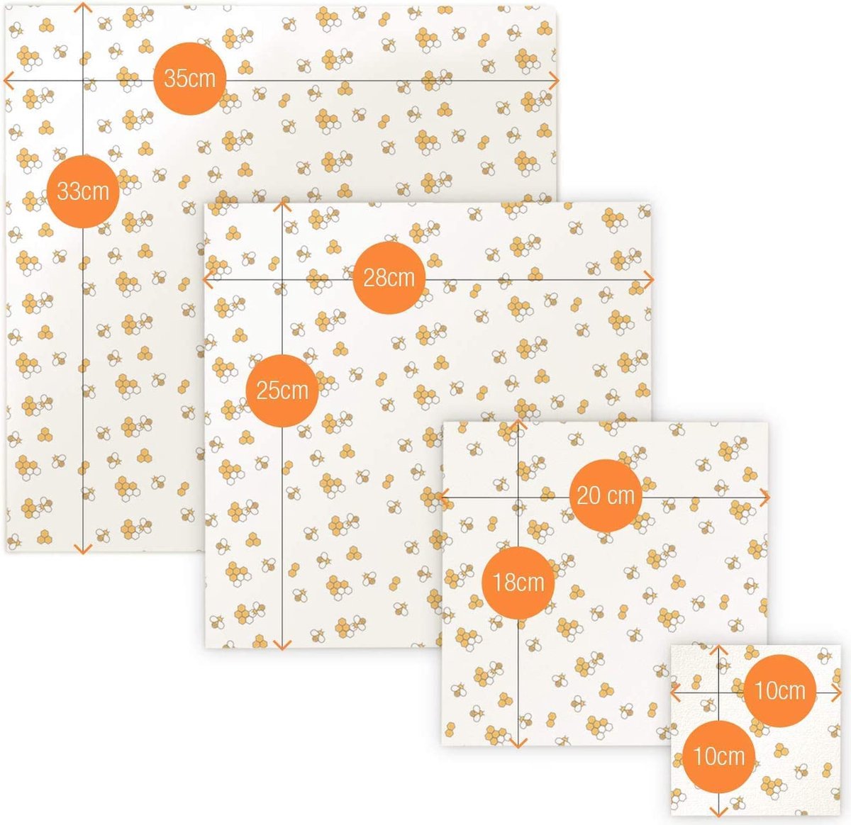  Amazy Bijenwasdoekjes (Set Van 7) - Gemaakt Van 100% Natuurlijke Bijenwas | Duurzaam Alternatief Voor Huishoudfolie En Aluminiumfolie - Voor Fruit, Groenten, Brood, Kaas En Ander Voedsel | Gecertificeerd