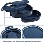  OITUGG Lunchbox Volwassenen: 2-laags Bento Box 1550 Ml Voor Mannen Vrouw - 3-vaks Lunchbox Met Bestek - BPA-vrije Plastic Lunchbox Geschikt Voor Kantoorschool - Magnetronbestendig Vaatwasmachinebestendig (blauw)