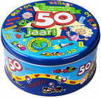 Merkloos 50 Jaar Snoeptrommel/voorraadtrommel 14 X 7,5 Cm - 50e Verjaardag - Abraham/Sarah Cadeau / Versiering