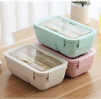  BentoBros® Duurzame Bento Box - Broodtrommel - Lunchtrommel - Lunchbox - Lunchset Voor Kinderen - Brooddoos - Duurzaam Hout - Inclusief Bestek - Voor Volwassenen En Kinderen - 0,85 Liter - Geschikt Voor Magnetron, Vriezer En Vaatwasser - Beige