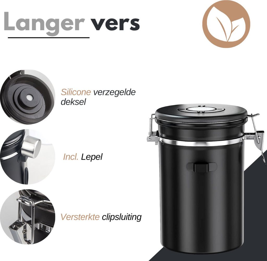  VAIVE Koffieblik - Koffiebus - Koffieblikbewaarblik - Bewaarbus Koffie - Voorraadpotten - Voorraadbussen - Voorraadbus -1.8L