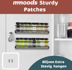 Mmoods Kruidenrek Ophangbaar Zonder Boren - 2 Laags Voor 16 Kruidenpotjes - Speciaal Voor Muur, Wandkast, Kastdeur - Hangende Kruidenorganizer Keuken - Keukenaccessoires