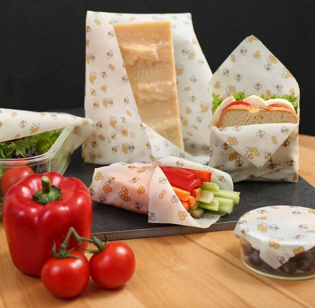  Amazy Bijenwasdoekjes (Set Van 7) - Gemaakt Van 100% Natuurlijke Bijenwas | Duurzaam Alternatief Voor Huishoudfolie En Aluminiumfolie - Voor Fruit, Groenten, Brood, Kaas En Ander Voedsel | Gecertificeerd