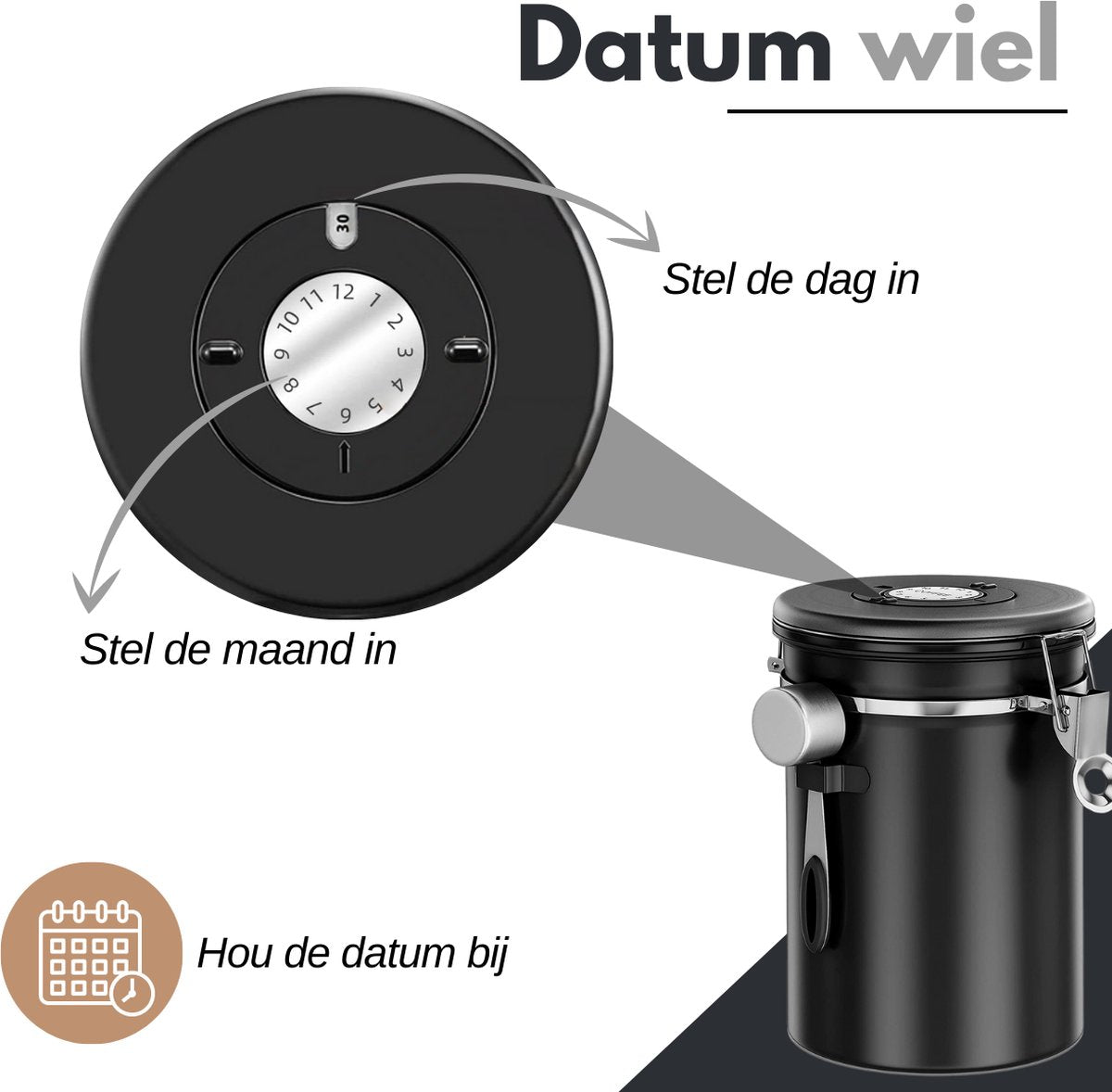  VAIVE Koffieblik - Koffiebus - Koffieblikbewaarblik - Bewaarbus Koffie - Voorraadpotten - Voorraadbussen - Voorraadbus -1.8L