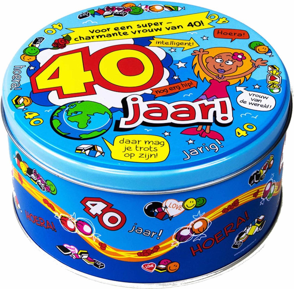  40 Jaar Snoeptrommel/voorraadtrommel Voor Vrouw 14 X 7,5 Cm - 40e Verjaardag - 40e Verjaardag Cadeau / Versiering