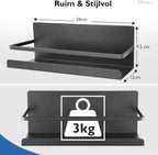  Dieux® - Magnetisch Kruidenrek - Ophangbaar Opbergrek - Keukenrek - Complete Set - Aanrecht Organiser - Badkamerrek - Wandrek - Staal - Zwart - Pasen