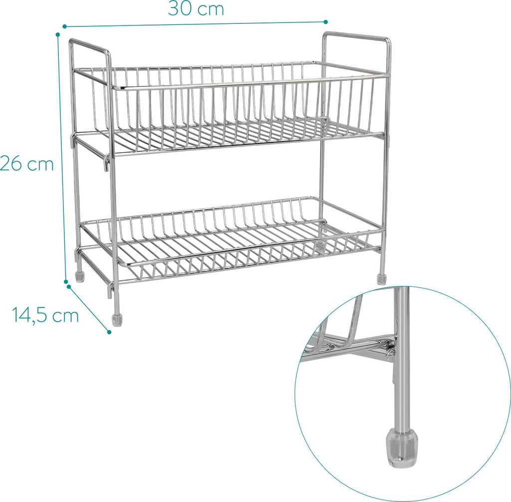  Navaris Stalen Kruidenrekje 2 Laags - Kruidenrek Staand - Rek Voor Kruidenpotjes En Glaasjes - Multifunctionele Organizer Voor Keuken En Badkamer