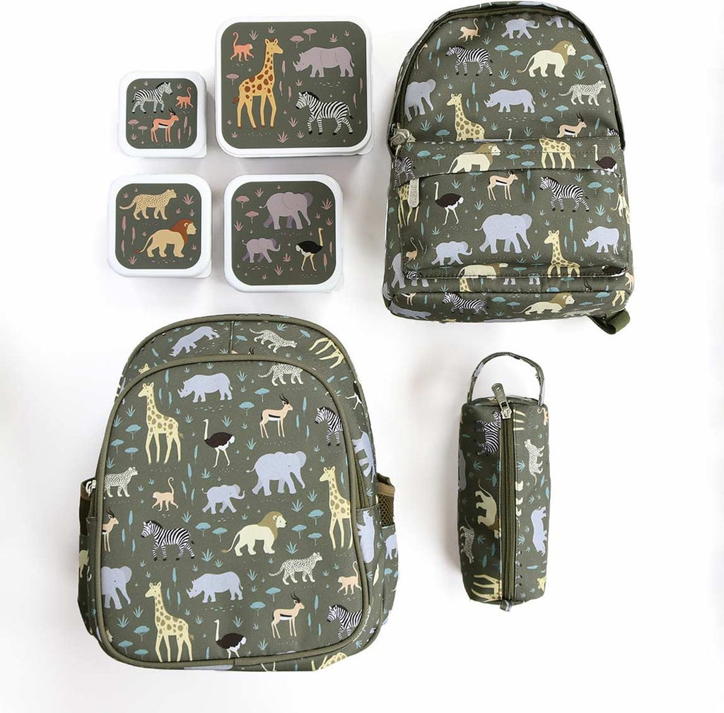  A Little Lovely Company - Brooddoos - Broodtrommel -Lunch &amp; Snack Box Set Van 4 - Savanne