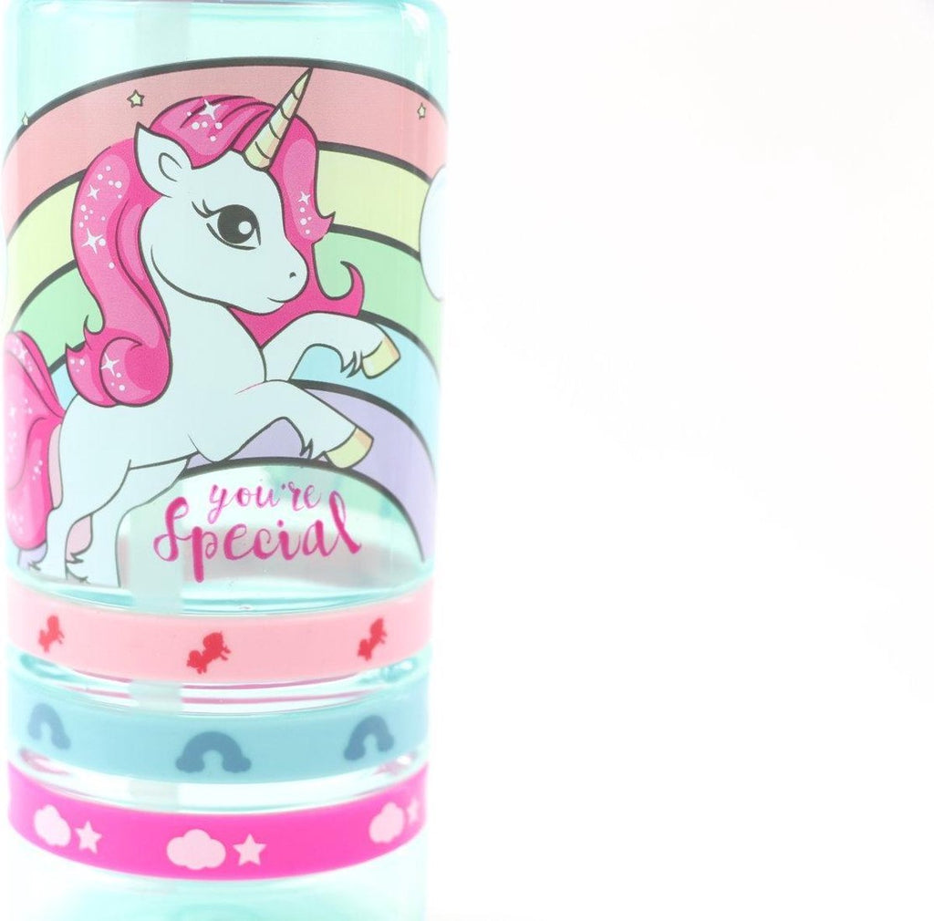  Unicorn Broodtrommel + PET Drinkfles Lichtblauw | Eenhoorn Lunchbox Set Voor Meisjes LS22