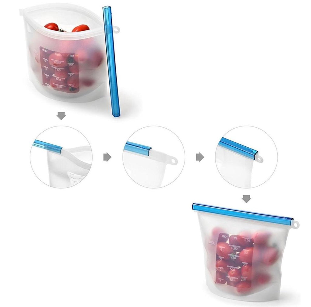  Siliconen Vershoudzakken - Set Van 8 ( 4x 1000ML + 4x 1500ML) -(Transparant, Rood, Groen, Blauw) - Duurzaam - Herbruikbaar - Vries &amp; Hitte Bestendig - Meal Prep - Opbergzak Maatbeker Meal Prep Container
