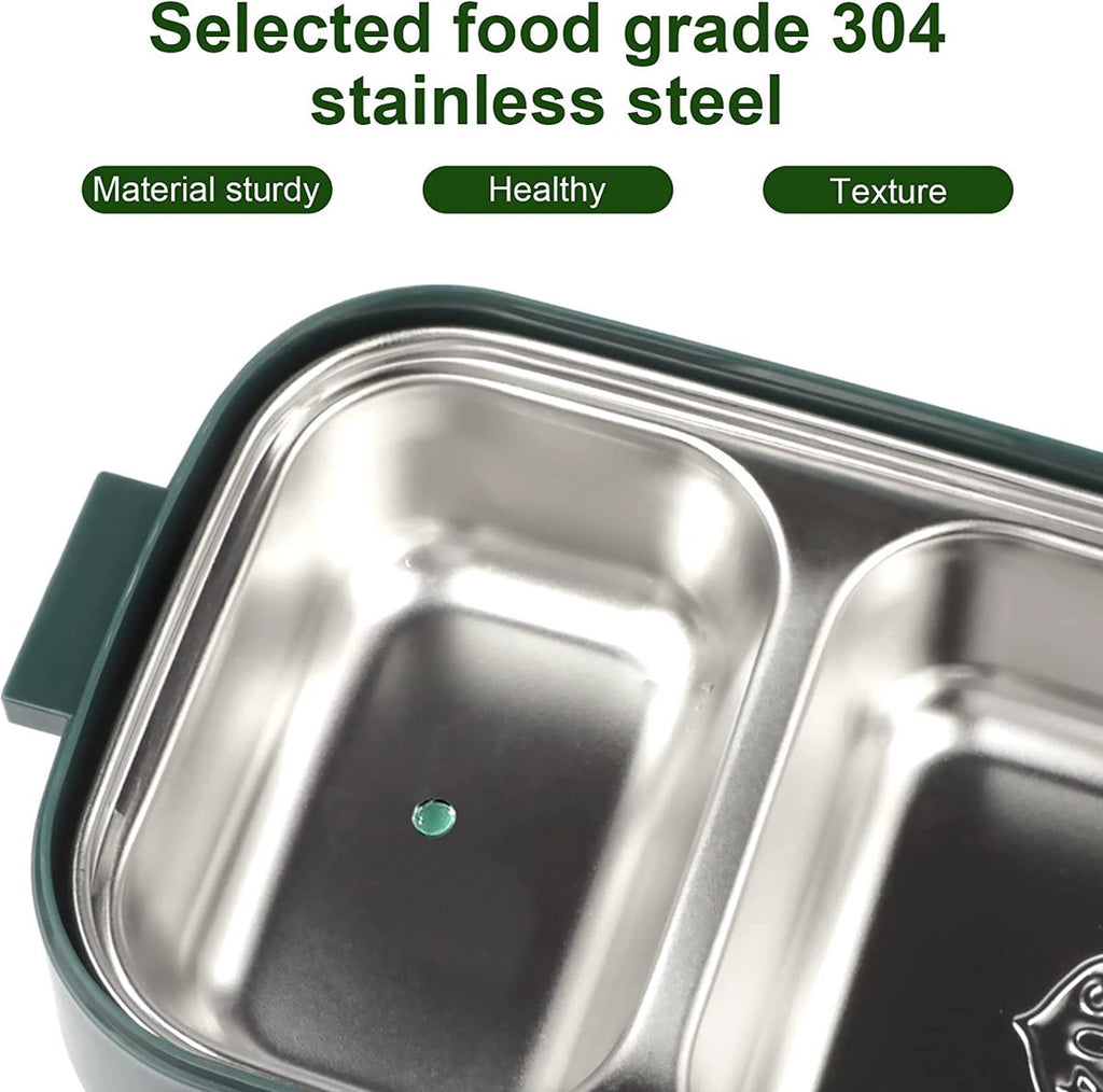  Lunchbox, Bento Box Voor Volwassenen Kinderen, Kinderlunchbox Met Compartimenten, 3-laags Lekvrije Bento-lunchbox Met Vork, Lepel, Geschikt Voor Lunchbox Voor Werk, Kantoor, School (2,25L Groen)