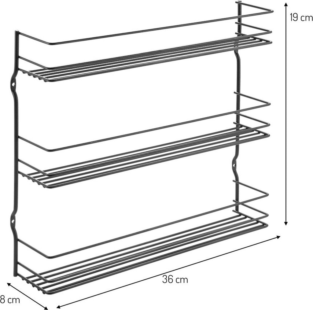  Tomado Metaltex - Pepito Kruidenrek - 3 Etages - Zwart - 36x8x31cm