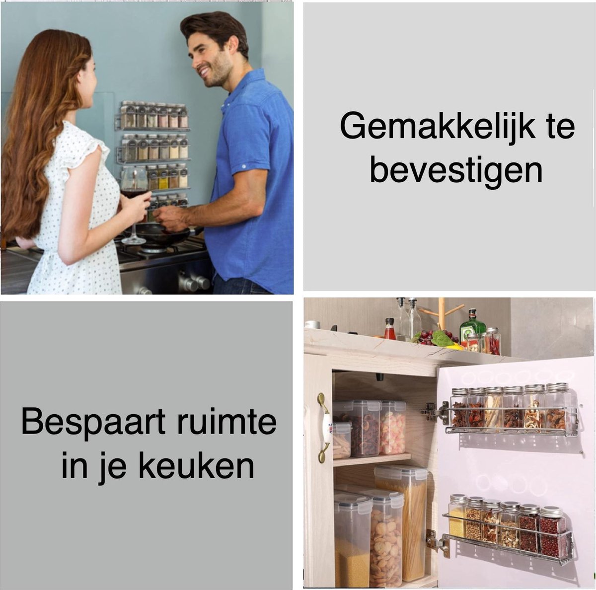  Kruidenrek Ophangbaar Kruidenpotjes Wandrek Organizer Keuken Accessoires - Geschikt Voor Bijna Alle Kruidenpotjes