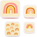  A Little Lovely Company - Brooddoos - Broodtrommel - Lunch &amp; Snack Box Set Van 4 - Regenbogen