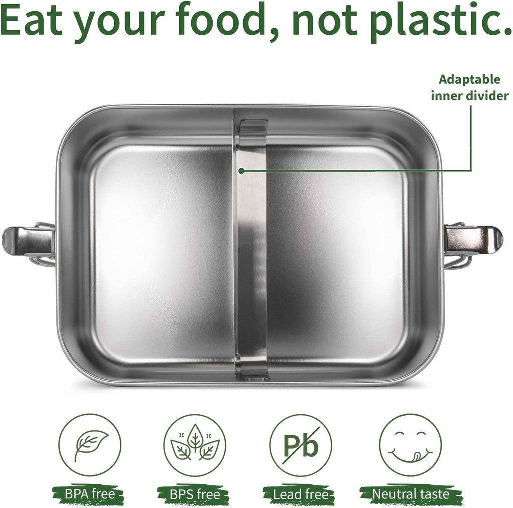  Bamboe Lunch Box 1400 Ml | Broodbox | Ecologisch | Roestvrijstalen Lunchbox | Bentobox No Leak | Smaakloos | Bamboe Grote Broodtrommel | Lunchbox Volwassenen | Lunchbox RVS Bamboe | Bambaw