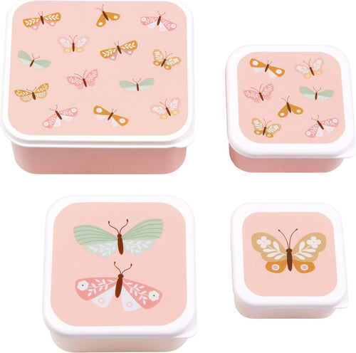  A Little Lovely Company - Brooddoos - Broodtrommel - Lunch &amp; Snack Box Set Van 4 - Vlinders