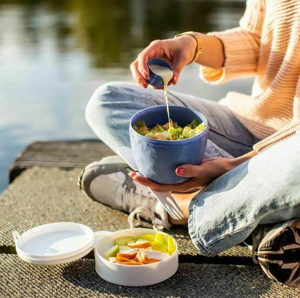  Koziol – Lunchbox / Lunchpot 1.0L – Praktische Muesli / Salade Beker To Go - 3 Compartimenten – Geschikt Voor Vriezer, Magnetron En Vaatwasser
