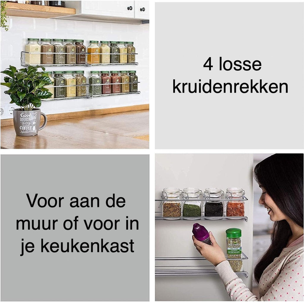  Kruidenrek Ophangbaar Kruidenpotjes Wandrek Organizer Keuken Accessoires - Geschikt Voor Bijna Alle Kruidenpotjes