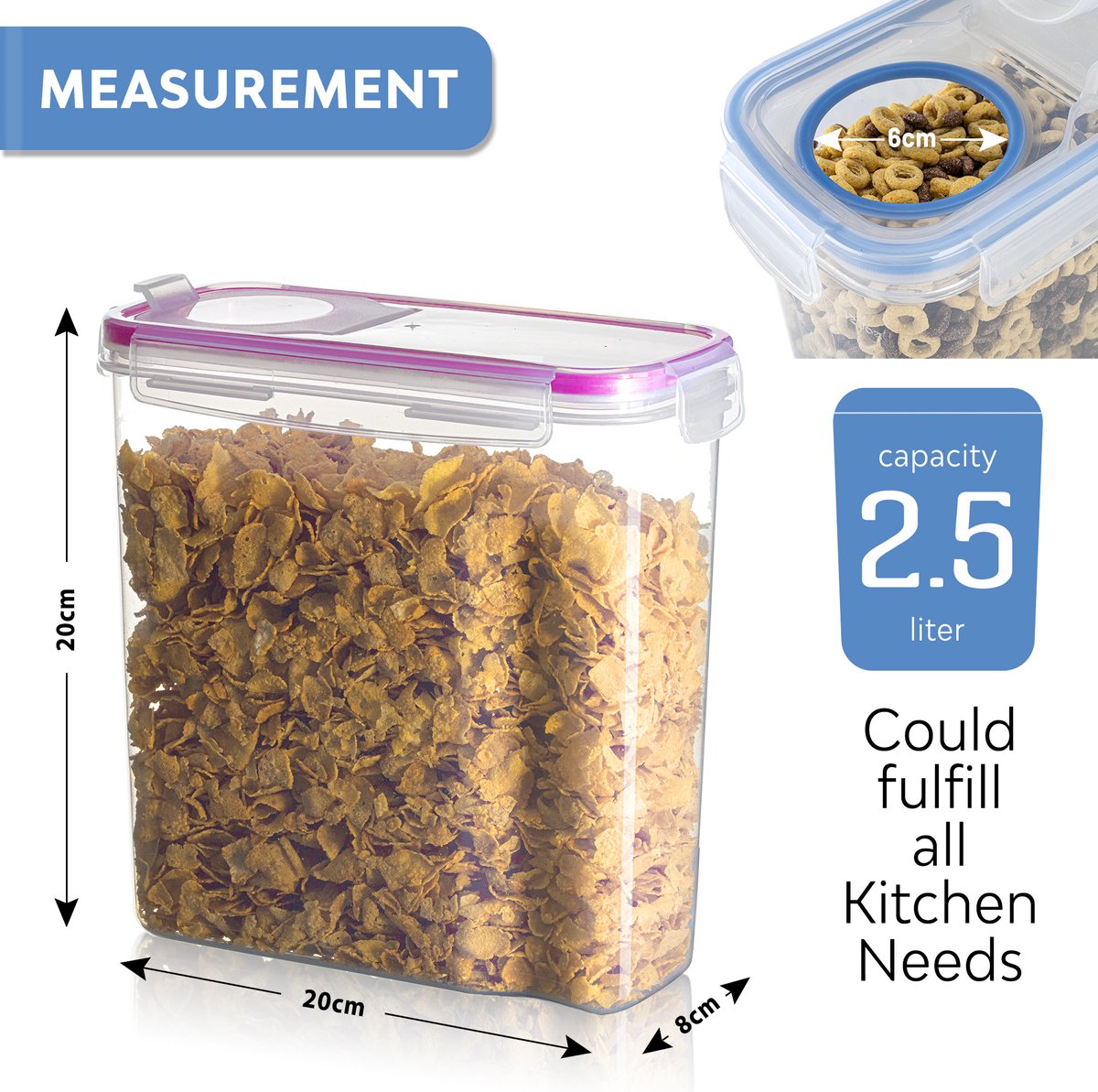  TNM Luxe Luchtdichte Voorraadbussen Set (4x2,5L) – Voorraadpotten - 4 Kleuren