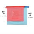  Siliconen Vershoudzakken - Set Van 8 ( 4x 1000ML + 4x 1500ML) -(Transparant, Rood, Groen, Blauw) - Duurzaam - Herbruikbaar - Vries &amp; Hitte Bestendig - Meal Prep - Opbergzak Maatbeker Meal Prep Container