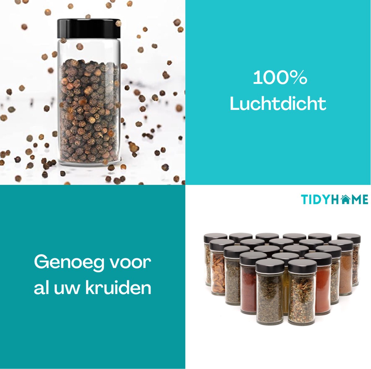  TidyHome Kruidenrek Draaibaar - Kruidenpotjes - Kruiden Carrousel - 20 Kruidenpotjes - Zwart - RVS - Draaibaar - Aanrecht Organizer - Inclusief Labels, Pen En Trechter - Keuken Organizer