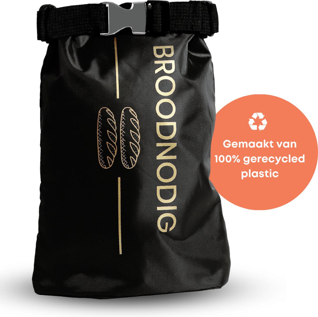  BROODNODIG® - Herbruikbare Boterhamzak - Van 100% Gerecyclede PET-flessen - Ideaal Als Diepvrieszakjes - Lunchzak - Herbruikbaar Boterhamzakje - Foodwrap - Lunchbox - 30x20cm - Zwart