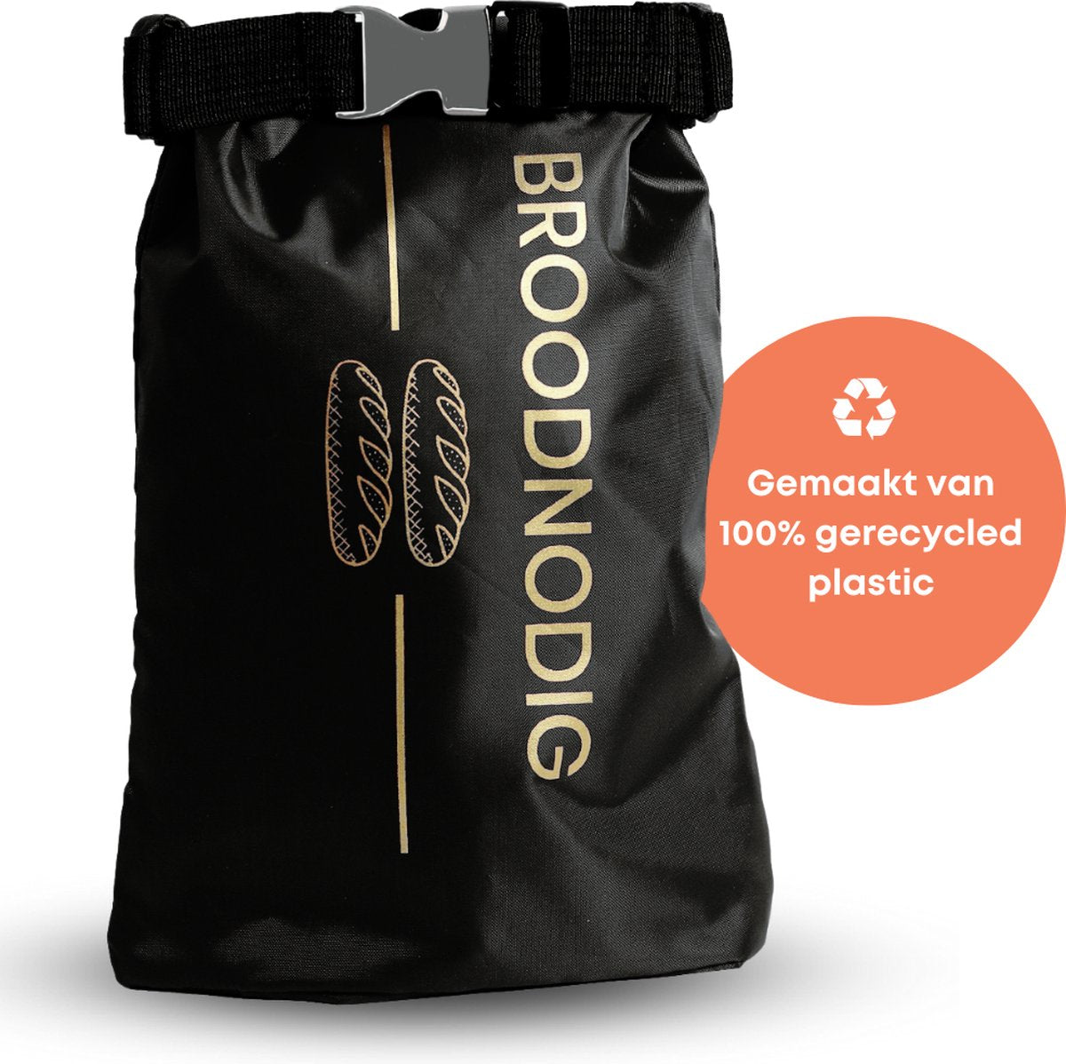  BROODNODIG® - Herbruikbare Boterhamzak - Van 100% Gerecyclede PET-flessen - Ideaal Als Diepvrieszakjes - Lunchzak - Herbruikbaar Boterhamzakje - Foodwrap - Lunchbox - 30x20cm - Zwart