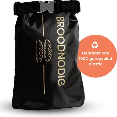  BROODNODIG® - Herbruikbare Boterhamzak - Van 100% Gerecyclede PET-flessen - Ideaal Als Diepvrieszakjes - Lunchzak - Herbruikbaar Boterhamzakje - Foodwrap - Lunchbox - 30x20cm - Zwart