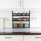  Soome Viljo - Kruidenrek Ophangbaar - Keukenrek - Wandrek - Keuken Organizer - 5 Laags - Verstelbaar - Staal - Zwart - H85xB42.5cm