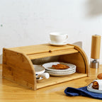 Merkloos Decopatent® Broodtrommel Met Rolluik - Bamboe Houten Brooddoos Met Schuifdeksel - Broodtrommel - Brood Bewaren En Vers Houden