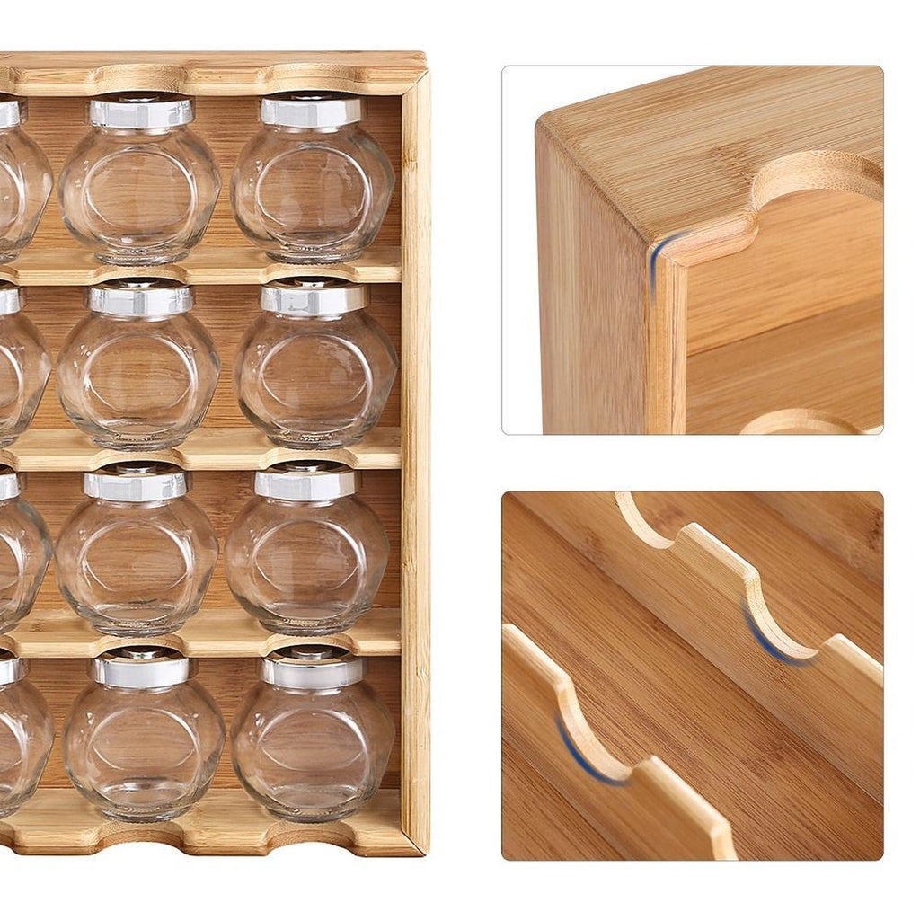 Merkloos Decopatent® Kruidenrekje Ophangbaar - Kruidenrek Inclusief 16 Kruidenpotjes - Bamboe Hout - 4 Laags