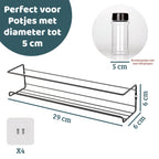  Mmoods Kruidenrek Ophangbaar Zonder Boren - 2 Laags Voor 16 Kruidenpotjes - Speciaal Voor Muur, Wandkast, Kastdeur - Hangende Kruidenorganizer Keuken - Keukenaccessoires