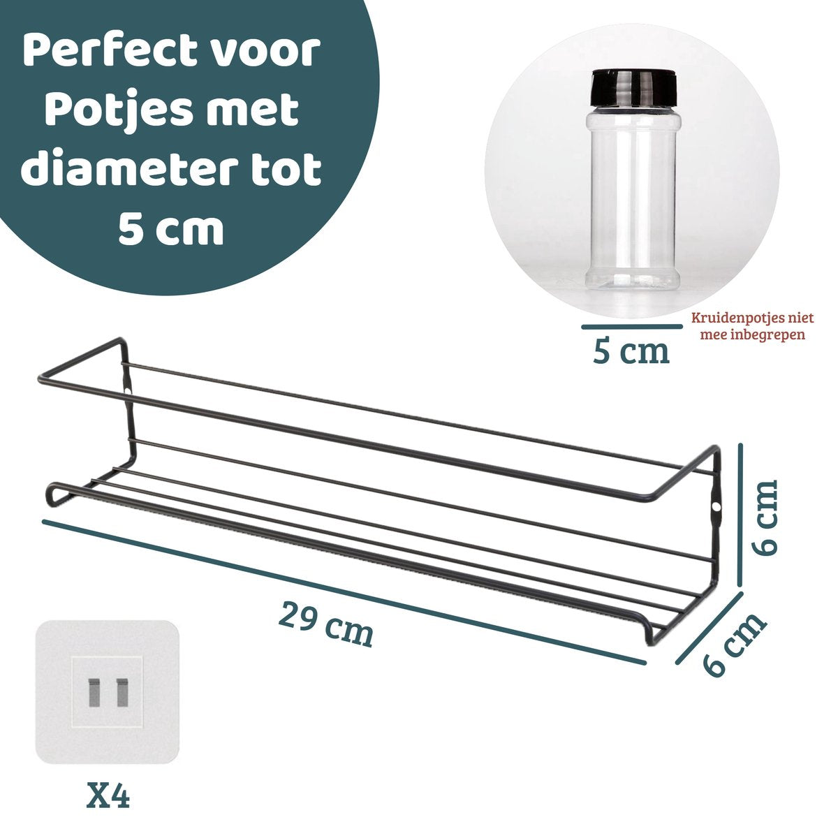  Mmoods Kruidenrek Ophangbaar Zonder Boren - 2 Laags Voor 16 Kruidenpotjes - Speciaal Voor Muur, Wandkast, Kastdeur - Hangende Kruidenorganizer Keuken - Keukenaccessoires
