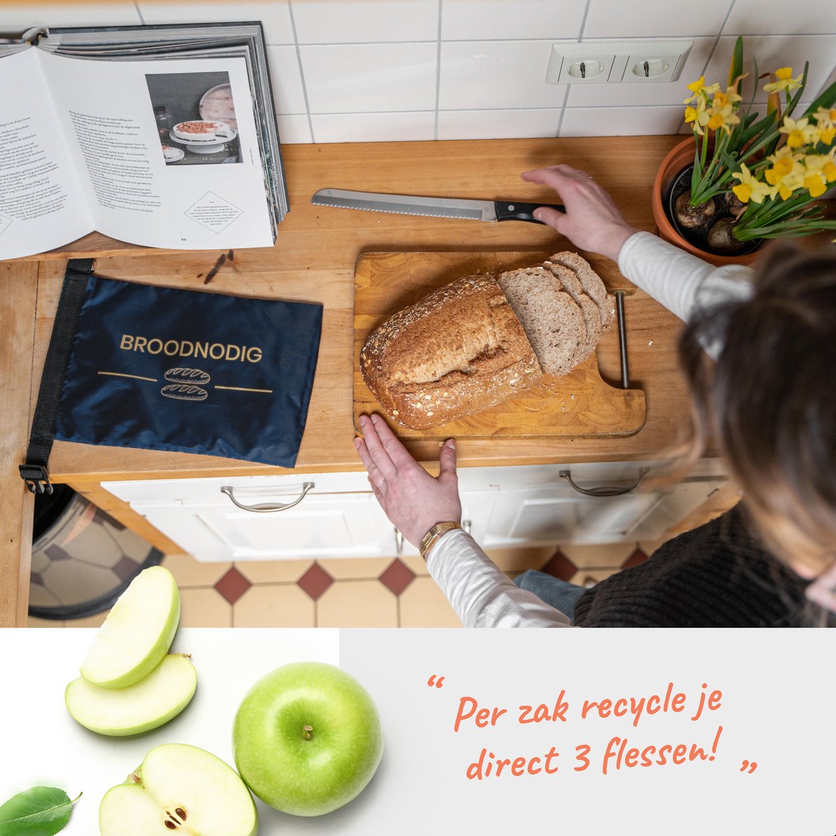  BROODNODIG® - Herbruikbare Boterhamzak - Van 100% Gerecyclede PET-flessen - Ideaal Als Diepvrieszakjes - Lunchzak - Herbruikbaar Boterhamzakje - Foodwrap - Lunchbox - 30x20cm - Zwart