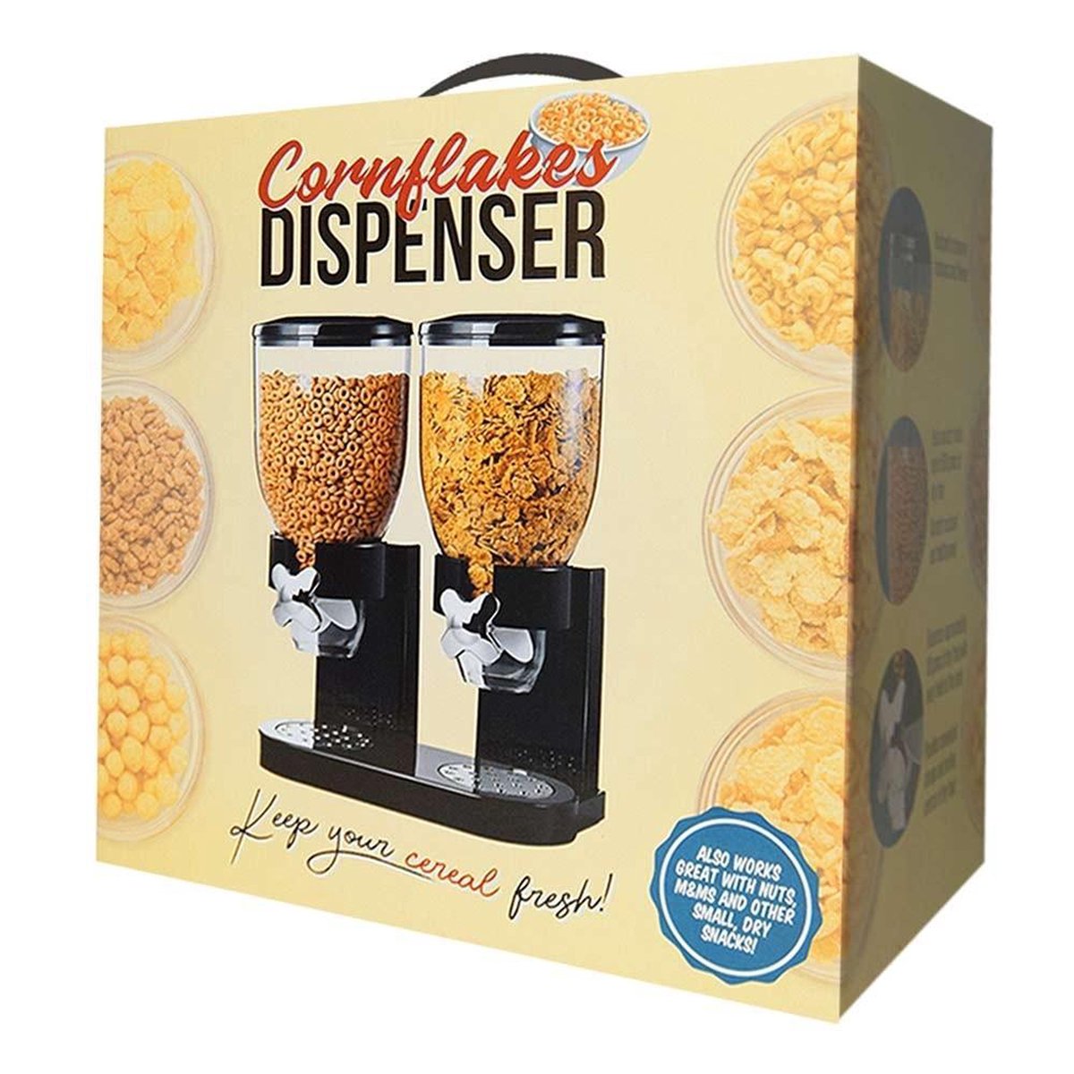  MikaMax Cornflakes Dispenser - Voorraadbus - Cornflakes Voorraadpot - Ontbijt Granendispenser - Zwart - 2 X 500 Gram