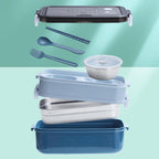  Lunchbox - Meal Prep Bakjes - Lunch Box Met Deksel - Meal Prep – Bento Box - Lunchtrommel Met Bestek Blauw