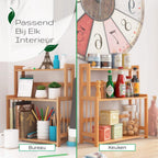  Cellavi Duurzaam Kruidenrek Staand Van Bamboe - Keukenrek Verstelbaar - Keuken Accessoires - Stevige Constructie - Multifunctioneel En Waterafstotend