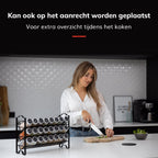  Deleca Kruidenrek Organizer Met 24 Kruidenpotjes - Vierkant - Strooideksel &amp; Labels - Ophangbaar Of Staand - Industrieel / Zwart