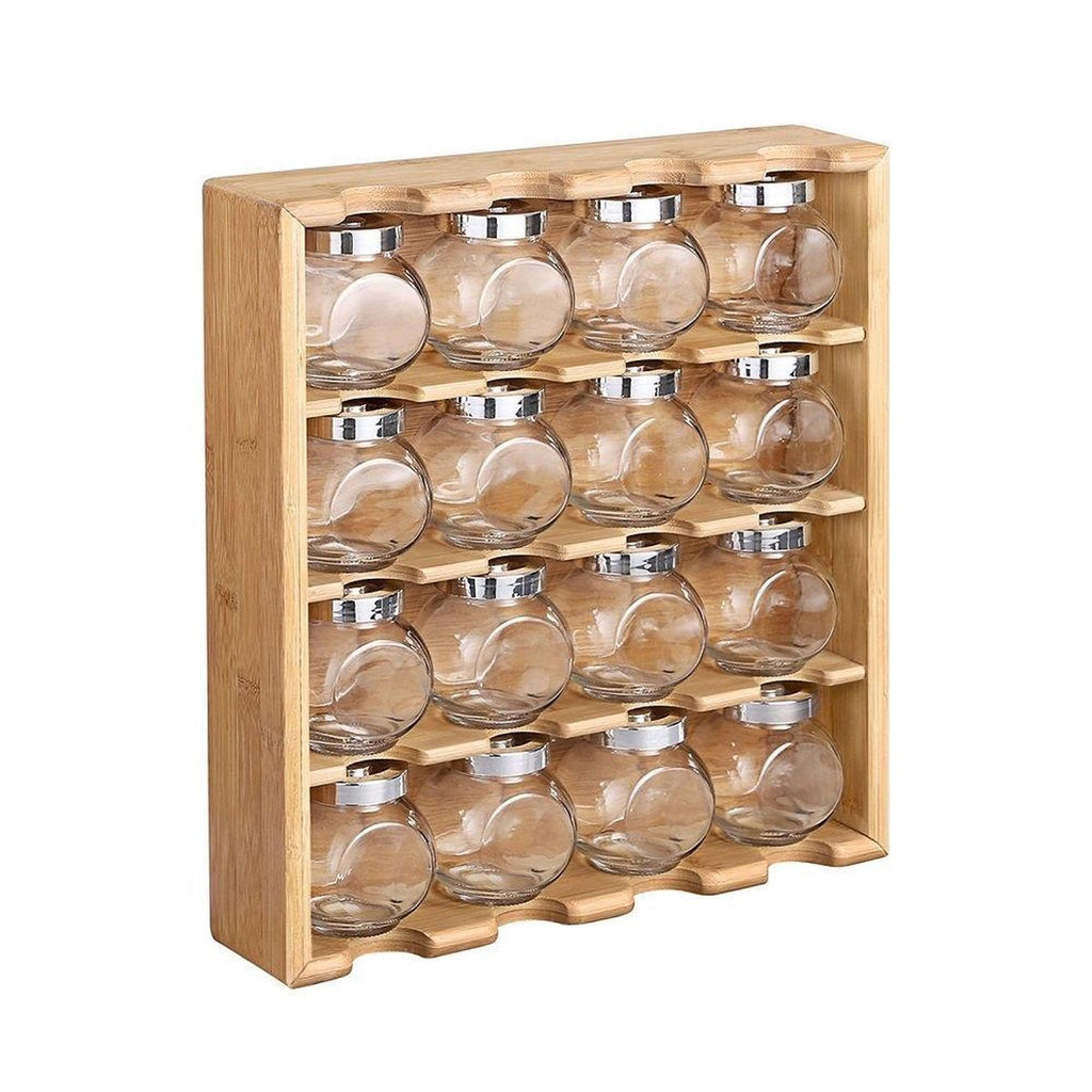 Merkloos Decopatent® Kruidenrekje Ophangbaar - Kruidenrek Inclusief 16 Kruidenpotjes - Bamboe Hout - 4 Laags