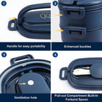  OITUGG Lunchbox Volwassenen: 2-laags Bento Box 1550 Ml Voor Mannen Vrouw - 3-vaks Lunchbox Met Bestek - BPA-vrije Plastic Lunchbox Geschikt Voor Kantoorschool - Magnetronbestendig Vaatwasmachinebestendig (blauw)