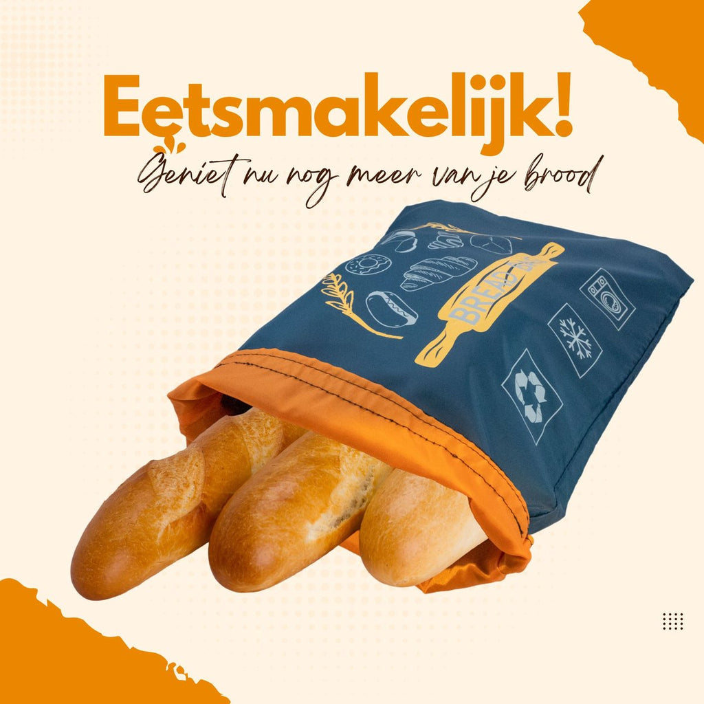  Herbruikbare Broodzak - Brooddoos - Broodbak - Voor Zelfgebakken Brood - Dubbele Voering -