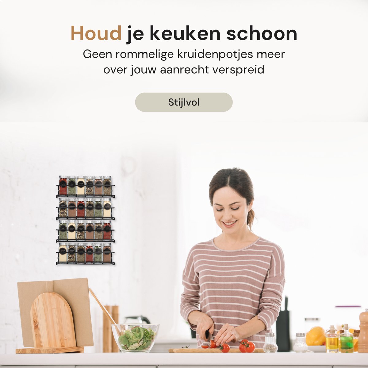  Comforder Kruidenrek Ophangbaar - Kruiden Organizer - 4 Kruidenrekken - Voor 24 Kruidenpotjes - Zwart