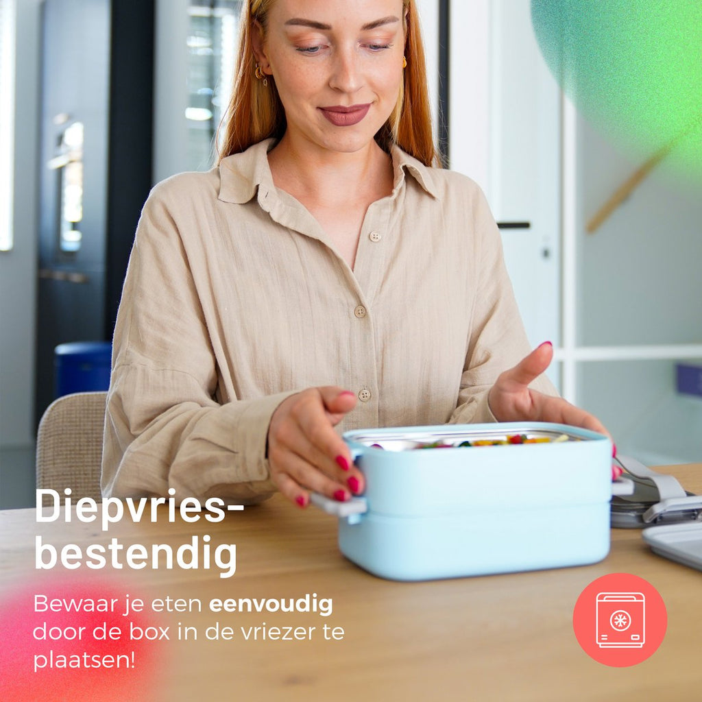  Triple J® Lunchbox - Broodtrommel - Lucht- &amp; Lekvrij - Incl. Bestek - Magnetron &amp; Vaatwasser Bestendig