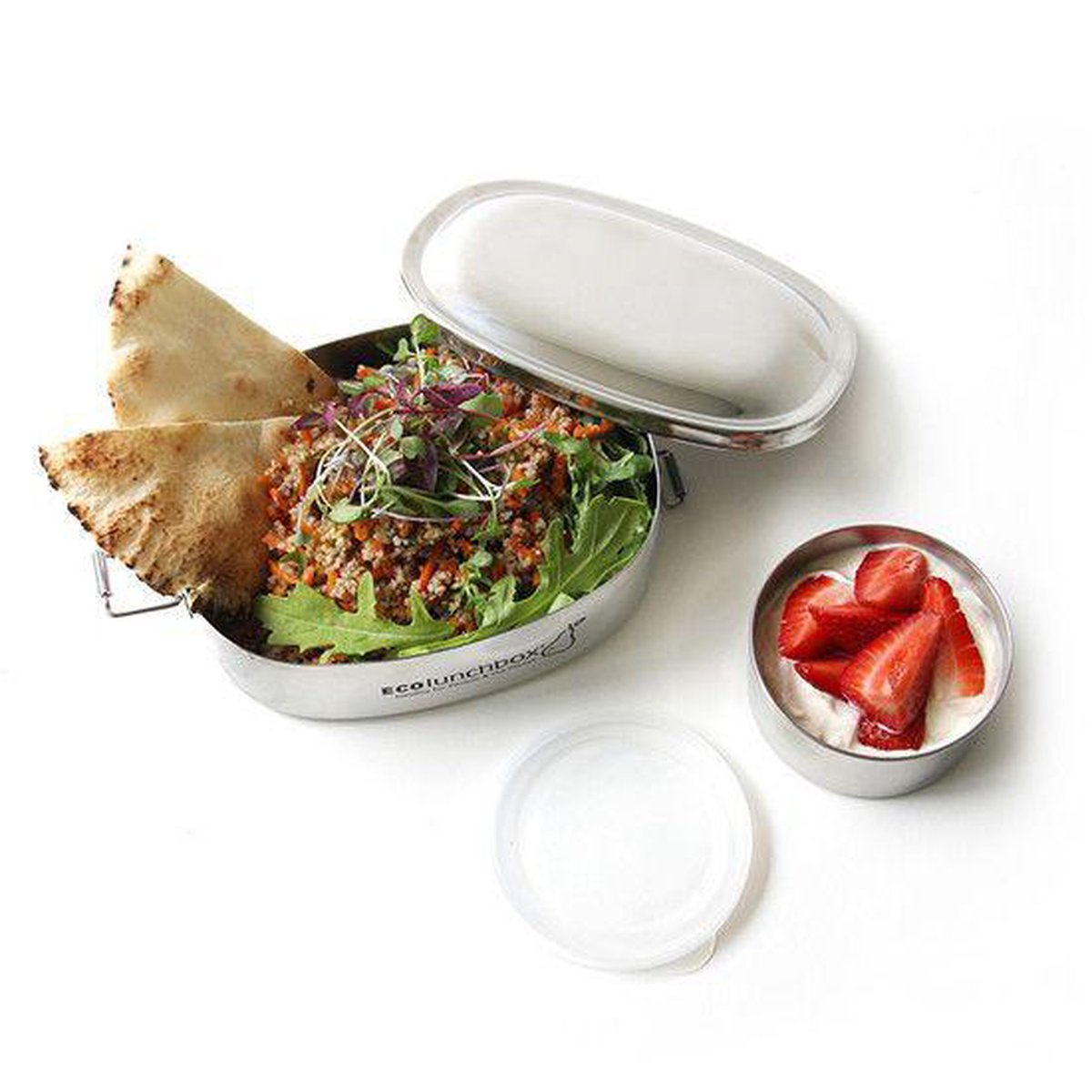  EcolLunchbox - RVS Lunchbox Oval - Herbruikbare Lunchbox