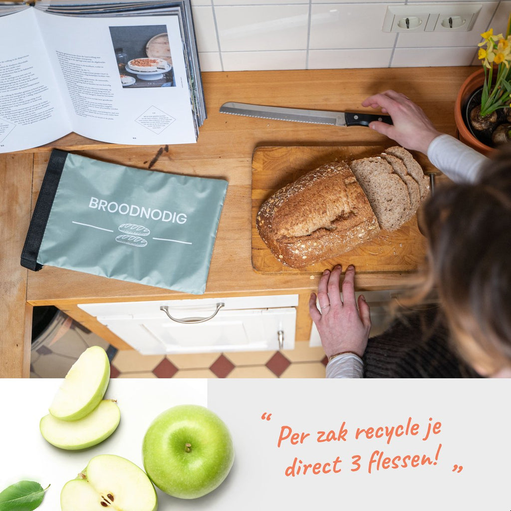  BROODNODIG® - Herbruikbare Boterhamzak - Van 100% Gerecyclede PET-flessen - Ideaal Als Diepvrieszakjes - Lunchzak - Herbruikbaar Boterhamzakje - Foodwrap - Lunchbox - 30x20cm - Pastel Groen