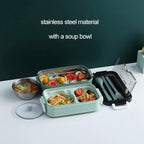  Lunchbox - Meal Prep Bakjes - Lunch Box Met Deksel - Meal Prep – Bento Box - Lunchtrommel Met Bestek Groen