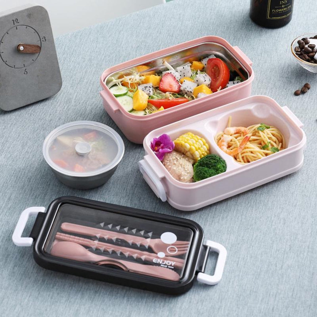  Lunchbox - Meal Prep Bakjes - Lunch Box Met Deksel - Meal Prep – Bento Box - Lunchtrommel Met Bestek Blauw