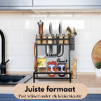  Pazzo Goods - Keuken Organizer - Keukenrek - Zwart - Metaal - 2 Laags - Multifunctioneel - Zwart -