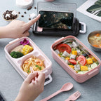  Lunchbox - Meal Prep Bakjes - Lunch Box Met Deksel - Meal Prep – Bento Box - Lunchtrommel Met Bestek Groen