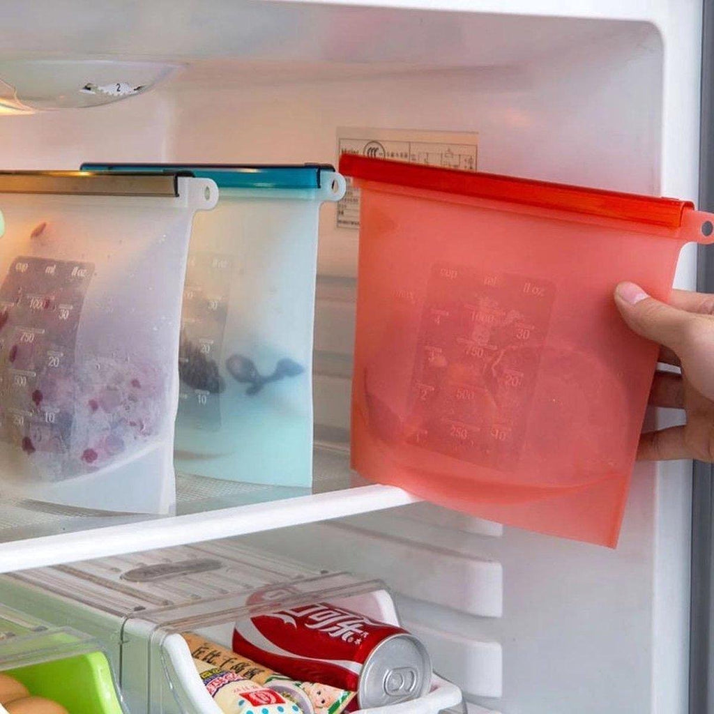  LOUZR Siliconen Vershoudzakken - Set 4-Stuks - 1000ml - Herbruikbaar